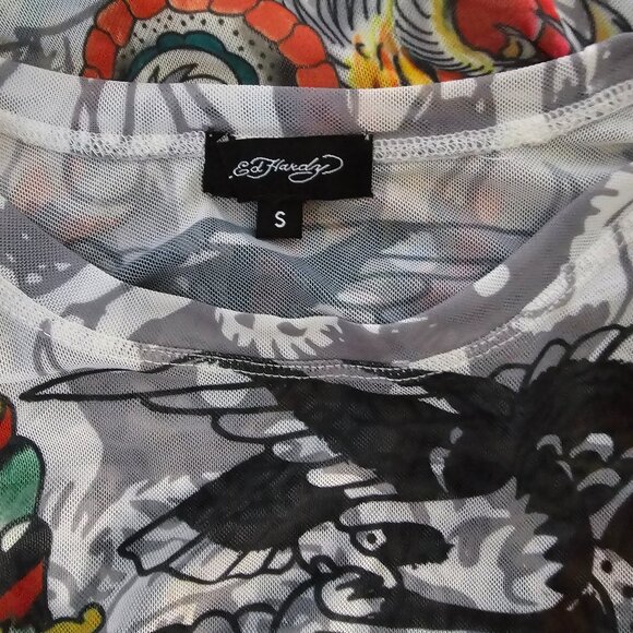 Ed Hardy Tattoo-Print Long-Sleeve Shirt – Size S - Picture 5 of 5